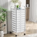 Rolling Storage Cart Organizer with 10 Compartments and 4 Universal Casters - Gallery View 7 of 66